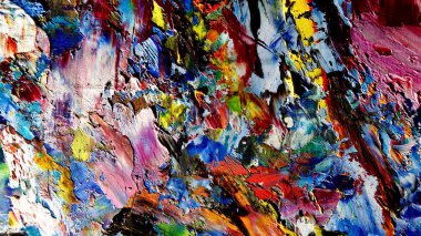 Renkli soyut arkaplan dokusu. Modern motif görsel sanat. Yağlı boya karışımı. Moda el boyama bezi. Duvar dekorasyonu ve Duvar arkaplan resimleri fikri.