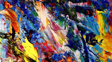 Renkli soyut arkaplan dokusu. Modern motif görsel sanat. Yağlı boya karışımı. Moda el boyama bezi. Duvar dekorasyonu ve Duvar arkaplan resimleri fikri.