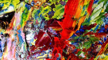 Renkli soyut arkaplan dokusu. Modern motif görsel sanat. Yağlı boya karışımı. Moda el boyama bezi. Duvar dekorasyonu ve Duvar arkaplan resimleri fikri.