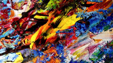 Renkli soyut arkaplan dokusu. Modern motif görsel sanat. Yağlı boya karışımı. Moda el boyama bezi. Duvar dekorasyonu ve Duvar arkaplan resimleri fikri.