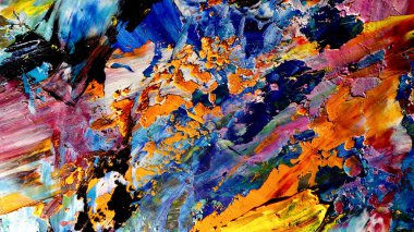 Renkli soyut arkaplan dokusu. Modern motif görsel sanat. Yağlı boya karışımı. Moda el boyama bezi. Duvar dekorasyonu ve Duvar arkaplan resimleri fikri. 