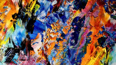 Renkli soyut arkaplan dokusu. Modern motif görsel sanat. Yağlı boya karışımı. Moda el boyama bezi. Duvar dekorasyonu ve Duvar arkaplan resimleri fikri. 