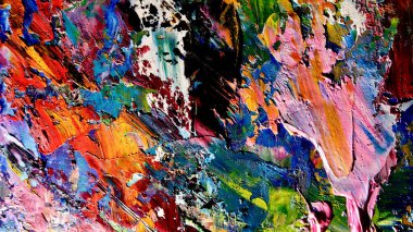 Renkli soyut arkaplan dokusu. Modern motif görsel sanat. Yağlı boya karışımı. Moda el boyama bezi. Duvar dekorasyonu ve Duvar arkaplan resimleri fikri. 