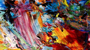 Renkli soyut arkaplan dokusu. Modern motif görsel sanat. Yağlı boya karışımı. Moda el boyama bezi. Duvar dekorasyonu ve Duvar arkaplan resimleri fikri. 