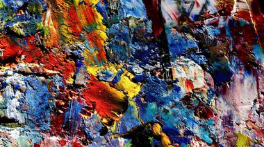 Renkli soyut arkaplan dokusu. Modern motif görsel sanat. Yağlı boya karışımı. Moda el boyama bezi. Duvar dekorasyonu ve Duvar arkaplan resimleri fikri. 