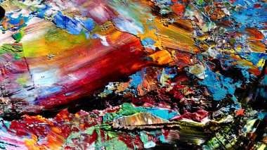 Renkli soyut arkaplan dokusu. Modern motif görsel sanat. Yağlı boya karışımı. Moda el boyama bezi. Duvar dekorasyonu ve Duvar arkaplan resimleri fikri. 