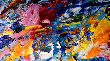 Renkli soyut arkaplan dokusu. Modern motif görsel sanat. Yağlı boya karışımı. Moda el boyama bezi. Duvar dekorasyonu ve Duvar arkaplan resimleri fikri. 