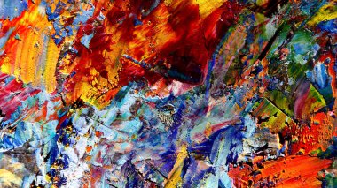 Renkli soyut arkaplan dokusu. Modern motif görsel sanat. Yağlı boya karışımı. Moda el boyama bezi. Duvar dekorasyonu ve Duvar arkaplan resimleri fikri. 