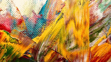 Renk dokusu. Tuvale elle çizilmiş yağlı boya resim. Soyut sanat geçmişi. Modern, çağdaş sanat. Renkli tuval. Duvar dekoru arkaplanı