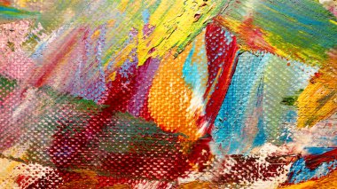 Renk dokusu. Tuvale elle çizilmiş yağlı boya resim. Soyut sanat geçmişi. Modern, çağdaş sanat. Renkli tuval. Duvar dekoru arkaplanı