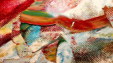 Renk dokusu. Tuvale elle çizilmiş yağlı boya resim. Soyut sanat geçmişi. Modern, çağdaş sanat. Renkli tuval. Duvar dekoru arkaplanı