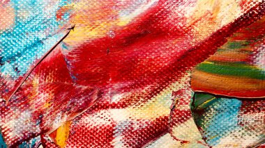 Renk dokusu. Tuvale elle çizilmiş yağlı boya resim. Soyut sanat geçmişi. Modern, çağdaş sanat. Renkli tuval. Duvar dekoru arkaplanı