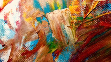 Renk dokusu. Tuvale elle çizilmiş yağlı boya resim. Soyut sanat geçmişi. Modern, çağdaş sanat. Renkli tuval. Duvar dekoru arkaplanı