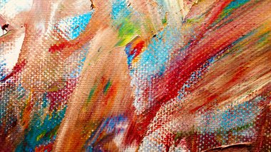 Renk dokusu. Tuvale elle çizilmiş yağlı boya resim. Soyut sanat geçmişi. Modern, çağdaş sanat. Renkli tuval. Duvar dekoru arkaplanı
