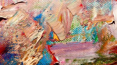 Renk dokusu. Tuvale elle çizilmiş yağlı boya resim. Soyut sanat geçmişi. Modern, çağdaş sanat. Renkli tuval. Duvar dekoru arkaplanı