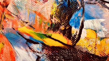 Renk dokusu. Tuvale elle çizilmiş yağlı boya resim. Soyut sanat geçmişi. Modern, çağdaş sanat. Renkli tuval. Duvar dekoru arkaplanı