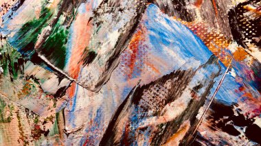 Renk dokusu. Tuvale elle çizilmiş yağlı boya resim. Soyut sanat geçmişi. Modern, çağdaş sanat. Renkli tuval. Duvar dekoru arkaplanı