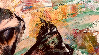 Renk dokusu. Tuvale elle çizilmiş yağlı boya resim. Soyut sanat geçmişi. Modern, çağdaş sanat. Renkli tuval. Duvar dekoru arkaplanı