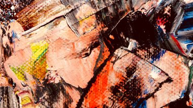 Renk dokusu. Tuvale elle çizilmiş yağlı boya resim. Soyut sanat geçmişi. Modern, çağdaş sanat. Renkli tuval. Duvar dekoru arkaplanı