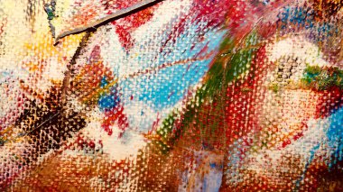  Renk dokusu. Tuvale elle çizilmiş yağlı boya resim. Soyut sanat geçmişi. Modern, çağdaş sanat. Renkli tuval. Duvar dekoru arkaplanı