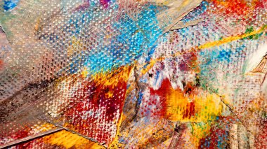  Renk dokusu. Tuvale elle çizilmiş yağlı boya resim. Soyut sanat geçmişi. Modern, çağdaş sanat. Renkli tuval. Duvar dekoru arkaplanı
