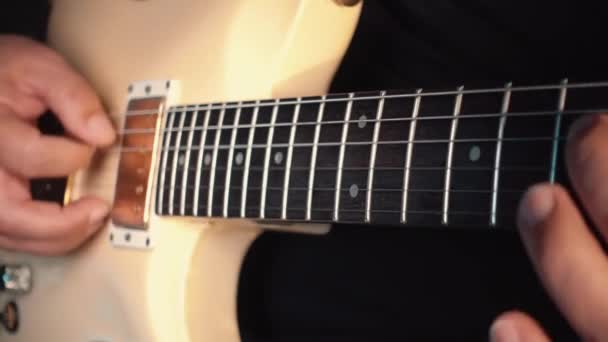 Musician Playing White Guitar Studio — Stock Video