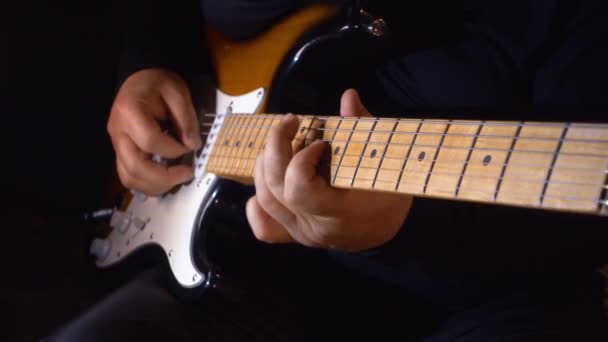 Musician Playing Guitar Studio — Stock Video