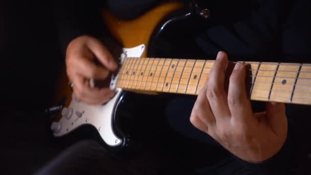 Musician Playing Guitar Studio — Stock Video