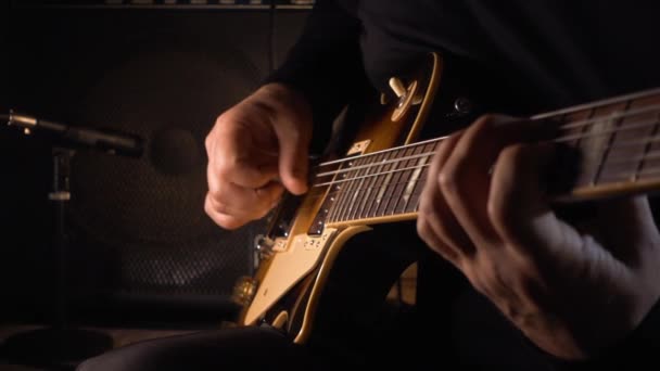 Musician Playing Guitar Studio — Stock Video