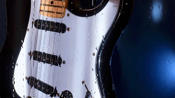 Gitara Szybą Kroplami Wody — Zdjęcie stockowe
