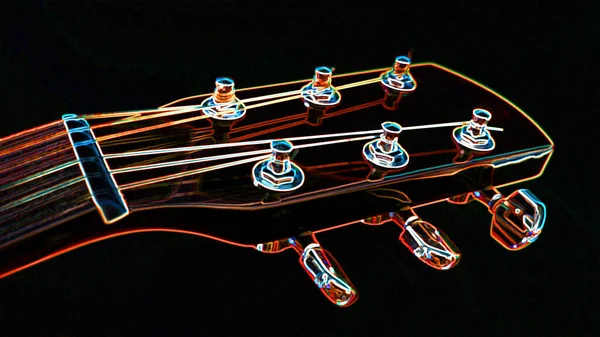 Neon Gitar Başlığı Karanlık Arka Plan Boşluğu Kopyala — Stok fotoğraf