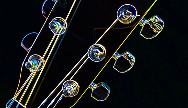 Neon Gitar Başlığı Karanlık Arka Plan Boşluğu Kopyala — Stok fotoğraf