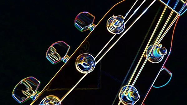 Cabeza Guitarra Neón Fondo Oscuro Copiar Espacio —  Fotos de Stock