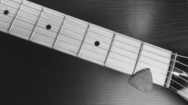 Guitarra Eléctrica Blanco Negro Espacio Copia —  Fotos de Stock