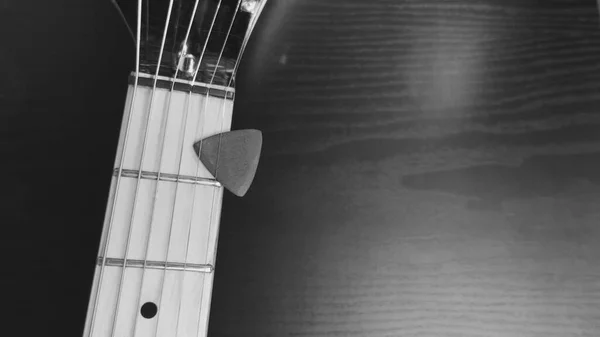Elektrická Kytara Černobíle Kopírovat Prostor — Stock fotografie