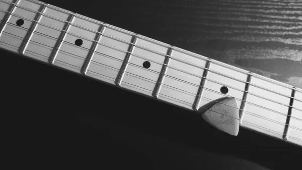 Guitarra Eléctrica Blanco Negro Espacio Copia — Foto de Stock