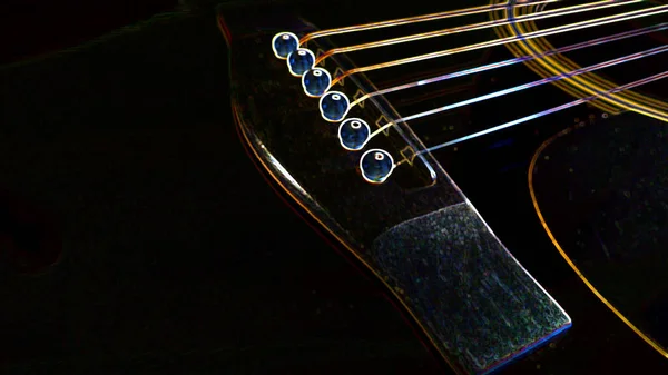 Chitarra Elettrica Pittura Neon Sfondo Scuro Copia Spazio — Foto Stock