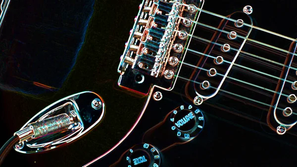 Gitara Elektryczna Farba Neonowa Ciemne Tło Przestrzeń Kopiowania — Zdjęcie stockowe