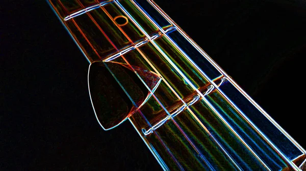 Guitar Closeup Dark Background Copy Space — Stock Photo, Image