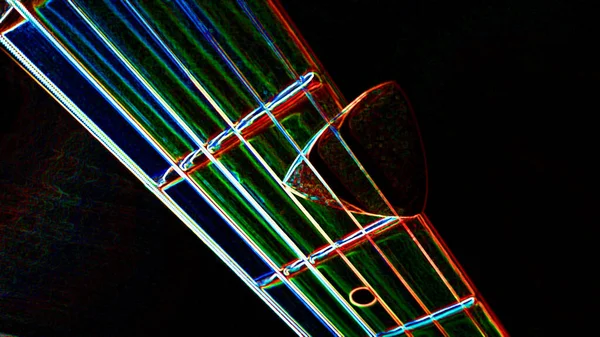 Fecho Guitarra Fundo Escuro Espaço Cópia — Fotografia de Stock