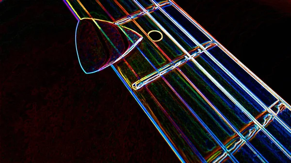 Fecho Guitarra Fundo Escuro Espaço Cópia — Fotografia de Stock