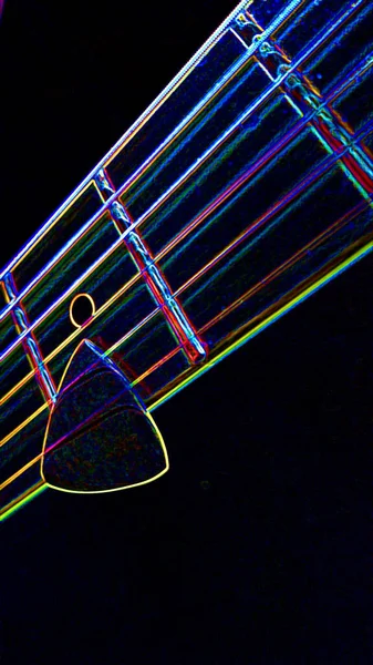 Zbliżenie Gitary Ciemne Tło Przestrzeń Kopiowania — Zdjęcie stockowe