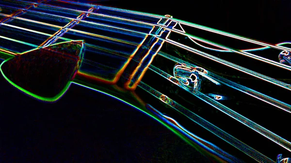 Guitar Closeup Dark Background Copy Space — Stock Photo, Image