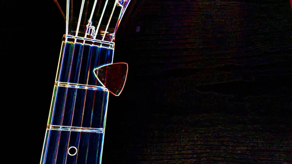 Guitar Closeup Dark Background Copy Space — Stock Photo, Image