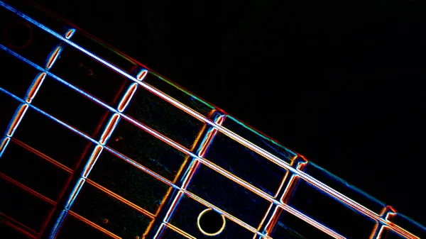 Gitarre Nahaufnahme Dunkler Hintergrund Kopierraum — Stockfoto