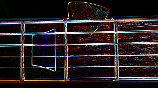 Zbliżenie Gitary Ciemne Tło Przestrzeń Kopiowania — Zdjęcie stockowe