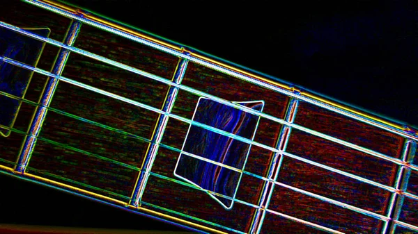 Guitar Closeup Dark Background Copy Space — Stock Photo, Image