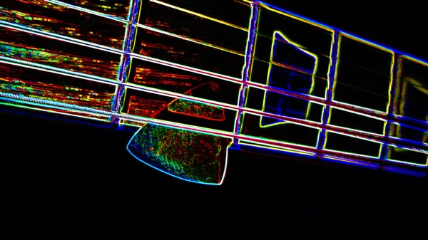 Primer Plano Guitarra Fondo Oscuro Espacio Copia —  Fotos de Stock