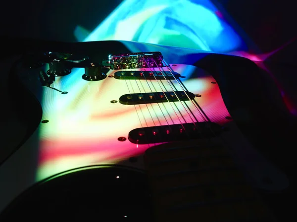 Elektrische Gitaar Closeup Het Podium Licht — Stockfoto