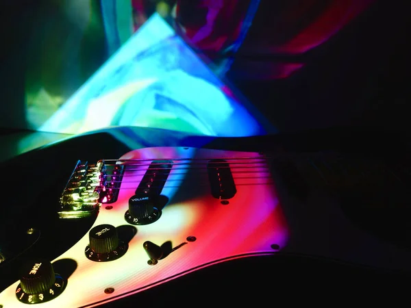 Guitarra Elétrica Close Luz Palco — Fotografia de Stock